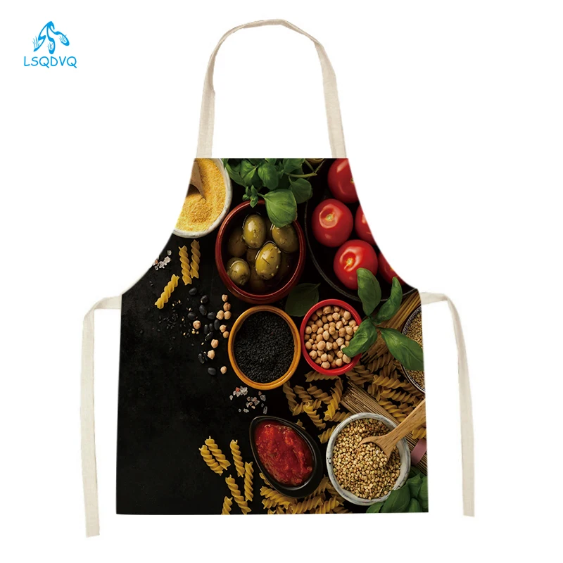 

Creative Vegetable Fruits Spice Pattern Kitchen Apron for Women Men Home Cooking Baking Accessories Cleaning Aprons Delantal