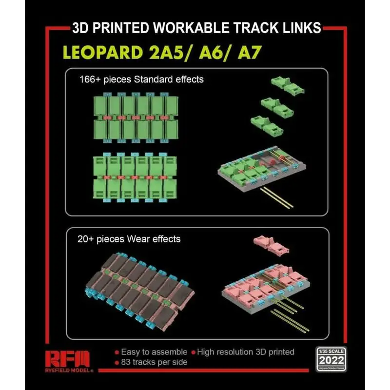 

RYEFIELD MODEL RFM RM-2022 1/35 Workable Track For Leopard 2A5/ A6/ A7 - Scale Model Kit