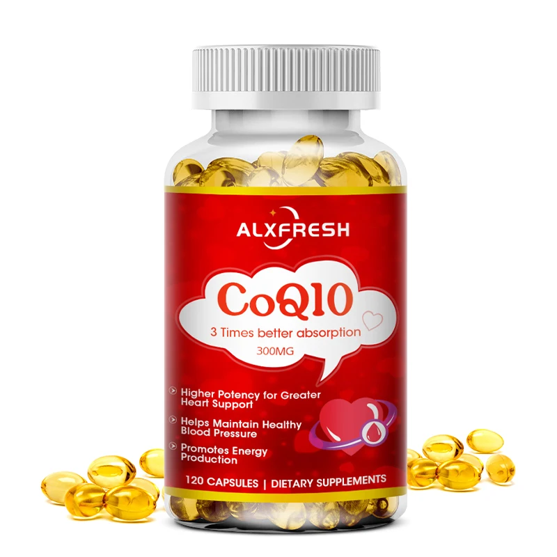 

Коэнзим COQ10 Alxfresh, 300 мг, капсулы Q10 способствуют сердечно-сосудистой работе с низким уровнем сахара в крови, витамины для здоровья и сердца