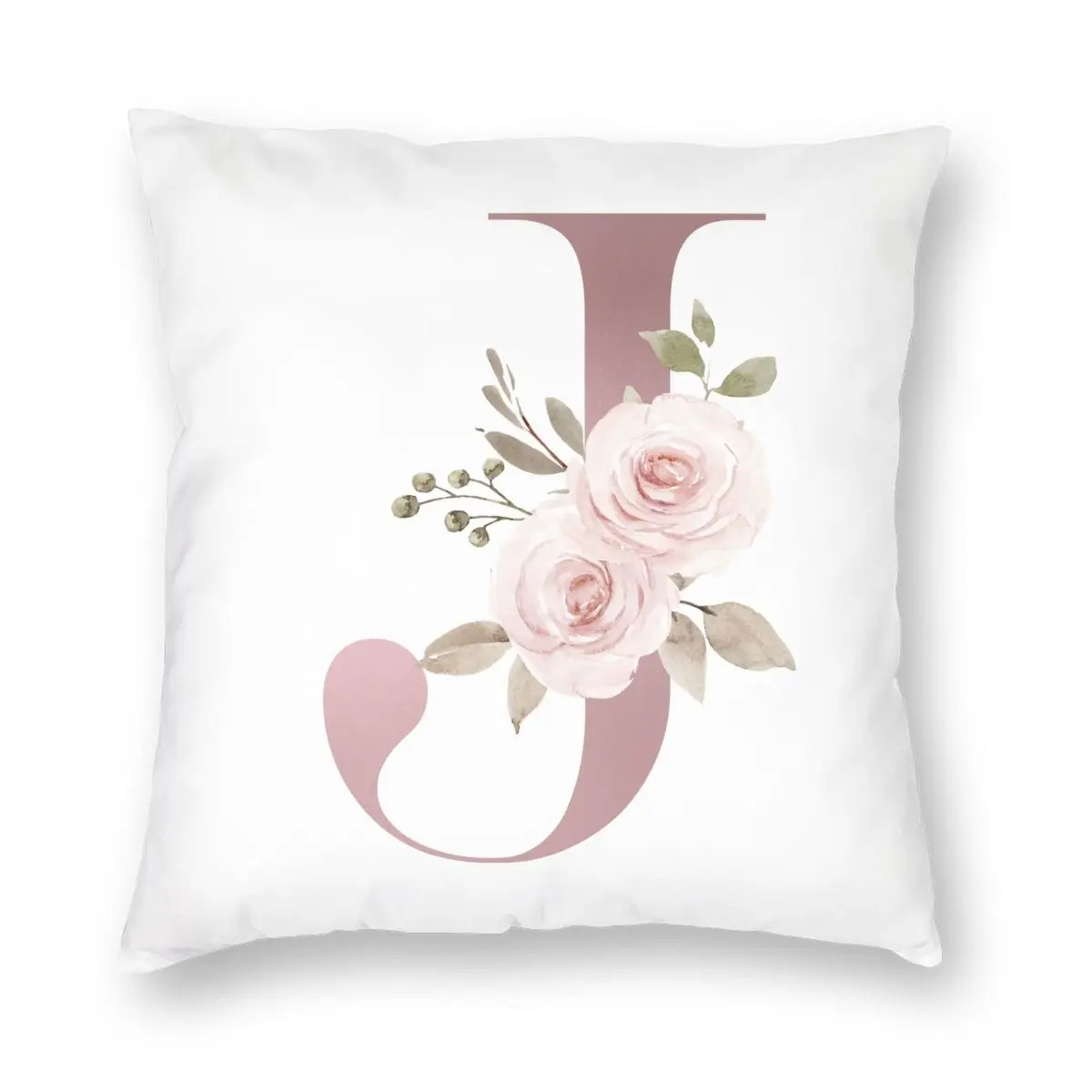 

Чехол для подушки с надписью J, тканевый чехол для подушки с принтом, декоративный чехол с розовым цветочным алфавитом, чехол для спальни на ...