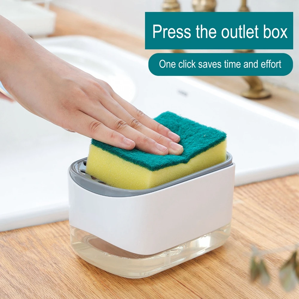 

Dish Detergent Dispenser Soap Dispenser Press-type ABS Soap Pump Dispenser with Sponge Holder for Multifunctional Kitchen Gadget