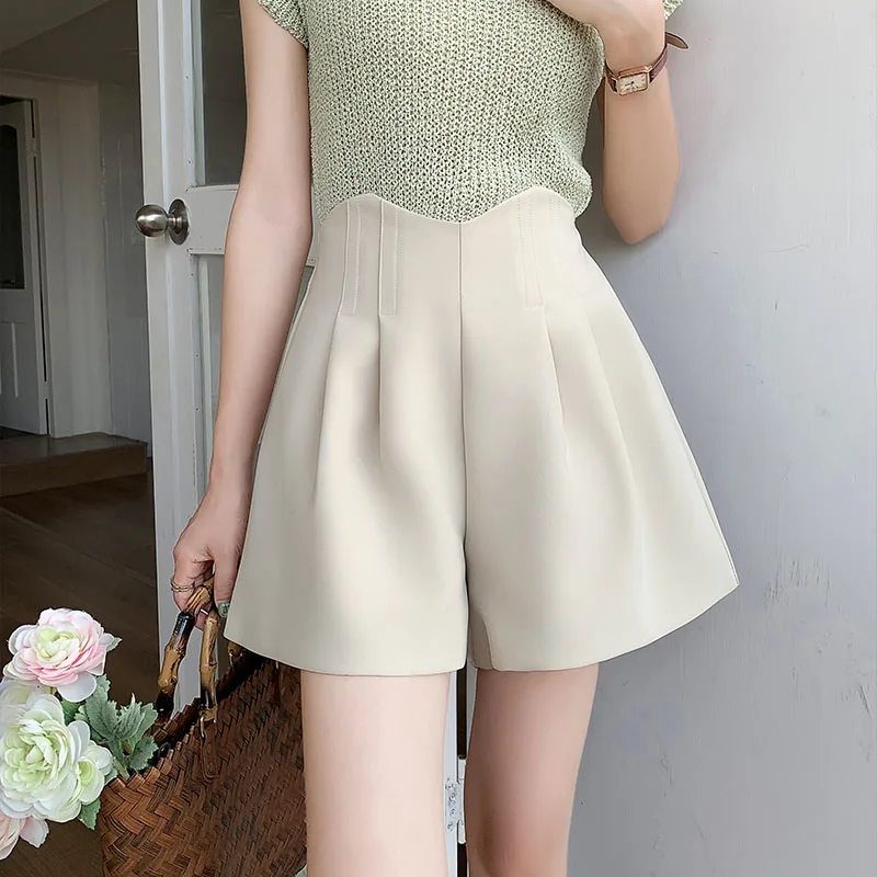 High Waisted Shorts Women Loose A-Line Slim Shorts for Women 2023 Spring Summer Fashion OL Women Clothing Wide Leg Black Shorts