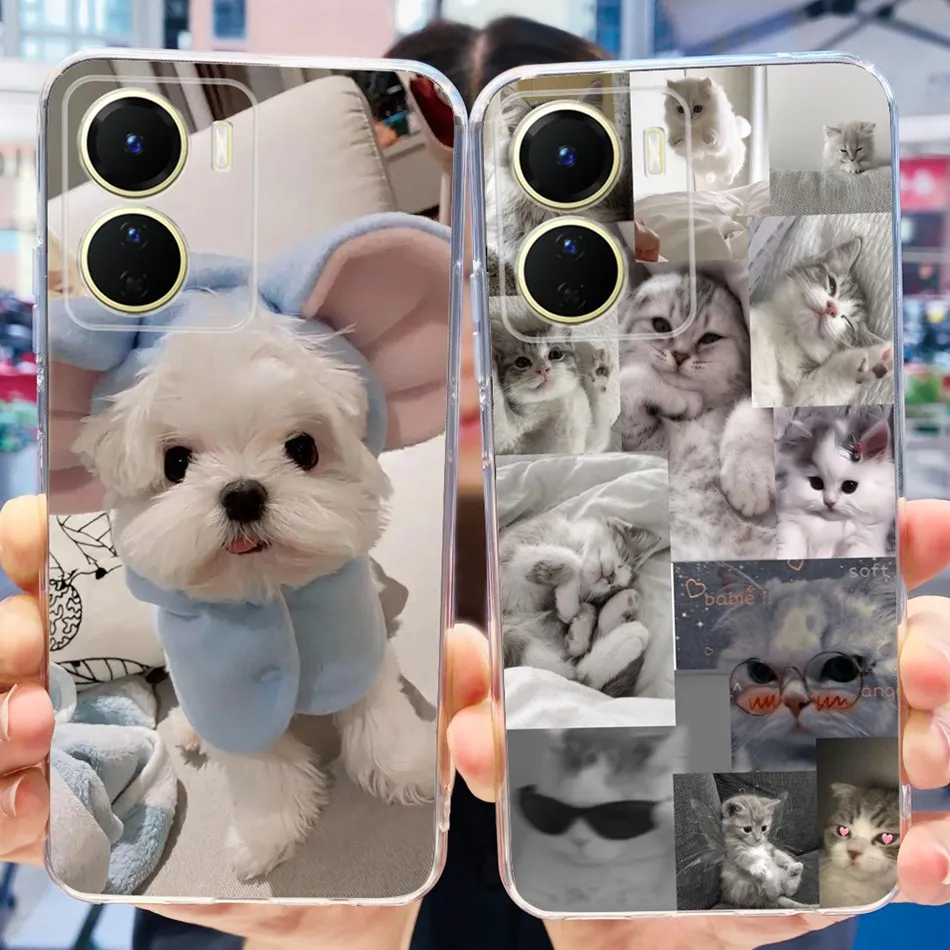 Милый мягкий силиконовый чехол из ТПУ с рисунком для Vivo Y16 и 16 4G V2204 V2214