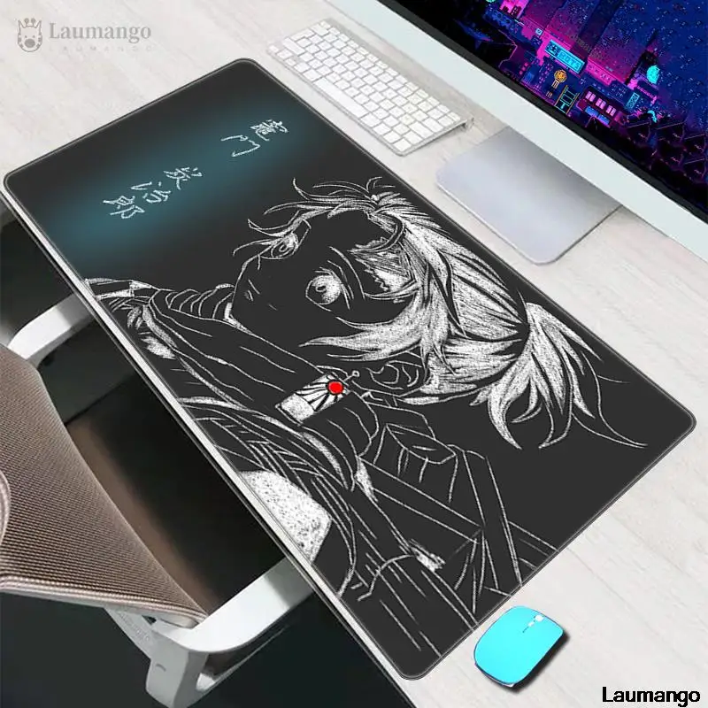 

Black Cartoon Demon Slayer Kimetsu No Yaiba Mouse Pad Gaming Accessories Varmilo Keyboard Mouse Mat PC Gamer Computer Mousepad
