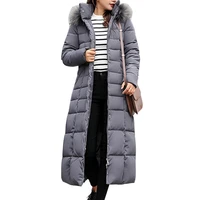 women long coats parka winter female casual solid color zipper pocket cotton padded warm hooded maxi puffer coat jacket 6 colors