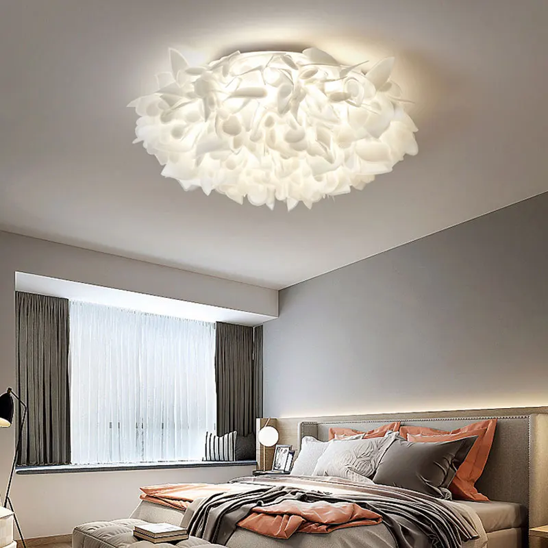 

Modern White LED Ceiling Lamp for Bedroom Home Decor Study Room Minimalism Indoor Lighting New Acrylic Petal Ceiling Chandelier