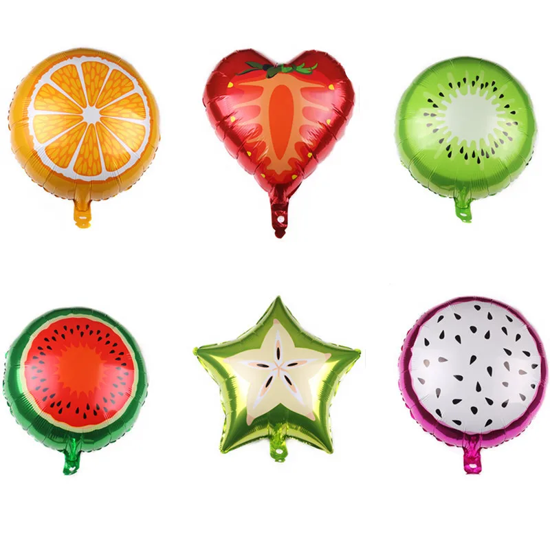 

10pcs 18inch Fruit Foil Balloon Peach Watermelon Kiwi Strawberry Orange Dragon Fruit Summer Party Decoration Supplies Kids Toy