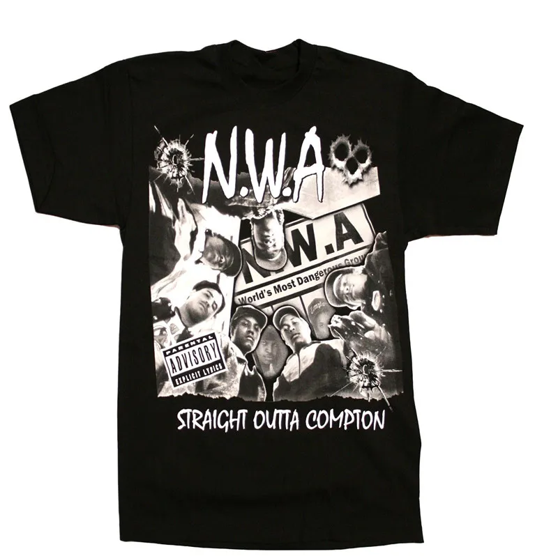 

N.W.A Men'S T Shirt Hip Hop Rap Nwa Dr. Dre Eazy E Dj Yella Mc Ren Black Cotton Tee T-Shirts Front&Back Printing Euro Size S-3Xl