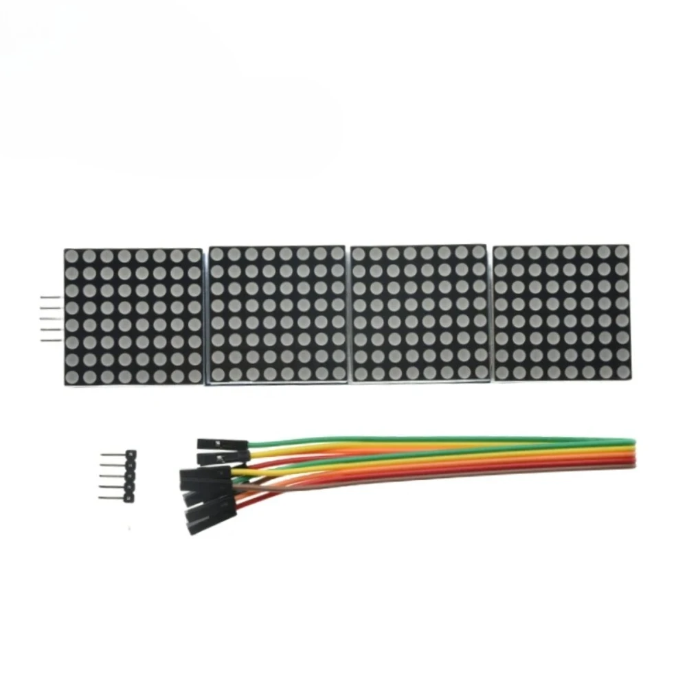 Фото Модуль точечной матрицы MAX7219 для микроконтроллера Arduino, 4-в-1 дисплей с 5-контактным кабелем №4