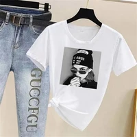 summer jeans sets 2022 new letters loose and thin pants small feet fashion korean short sleeve t shirt jeans suit womens tren