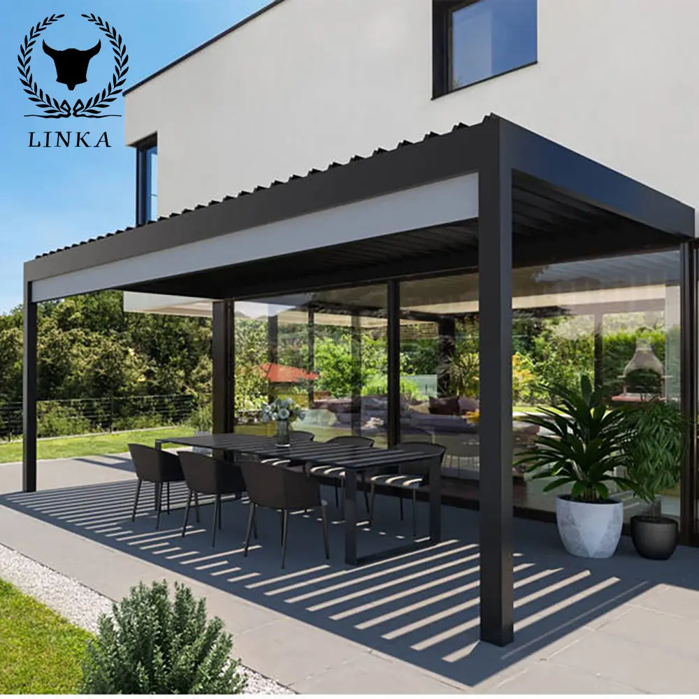 

Китайские производители exterieur, современный автоматический моторизированный навес, роскошный сад, алюминиевые наружные биоклиматические беседки