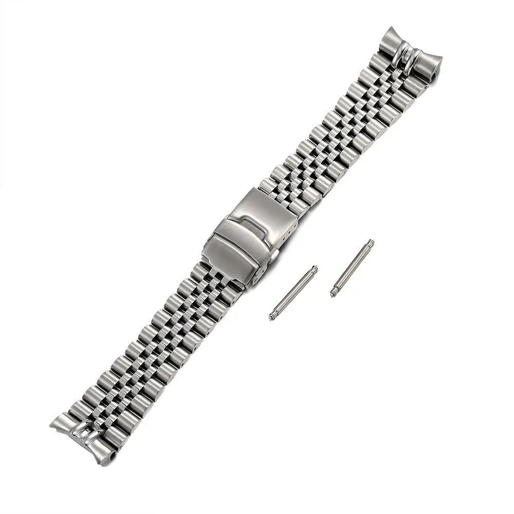 22mm 316L Stainless Steel Jubilee Solid Curved End Deployment Buckle Watch Strap Band Bracelet Fit For SKX007 SKX009 Watch
