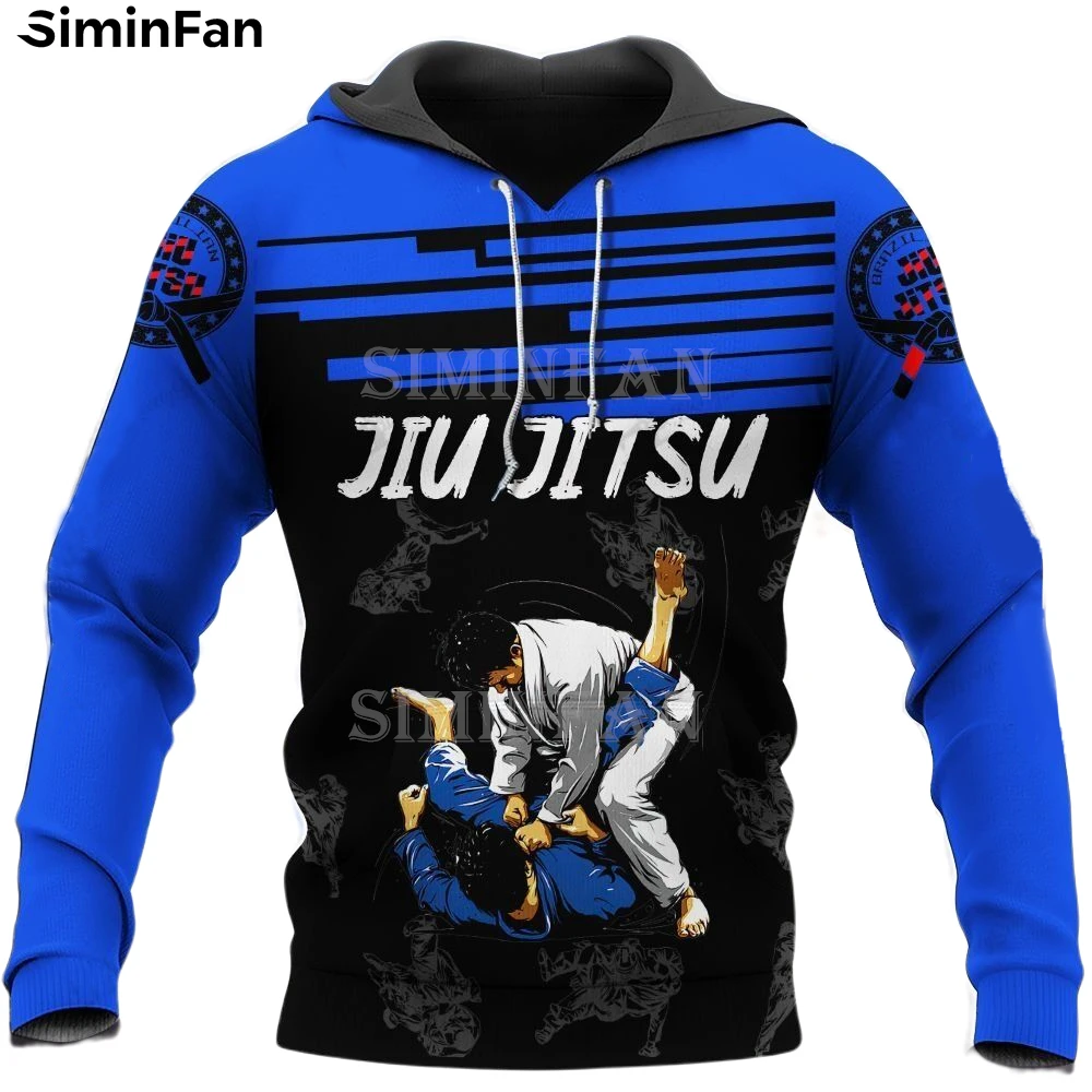 BRAZILIAN JIU-JITSU 3D Printed Mens Blue Hoodie Zipper Jacket Male Hooded Pullover Casual Sweatshirt Unisex Outwear Women Coat