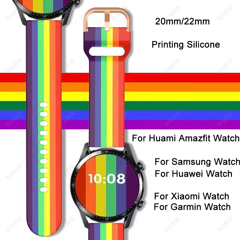 20mm 22mm Printing Silicone Watchband for Samsung Galaxy Watch 42mm Active 2 40mm Bracelet Band Strap Gear S2 Amazfit bip |