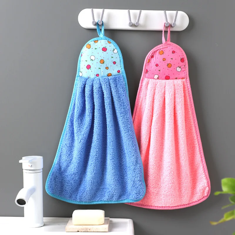 

Coral Fleece Hangable Thicken Towel Cartoon Towel Cute Absorbent Hand Towels Cleaning Cloth Rag Handkerchief Wipe Bathing Towel