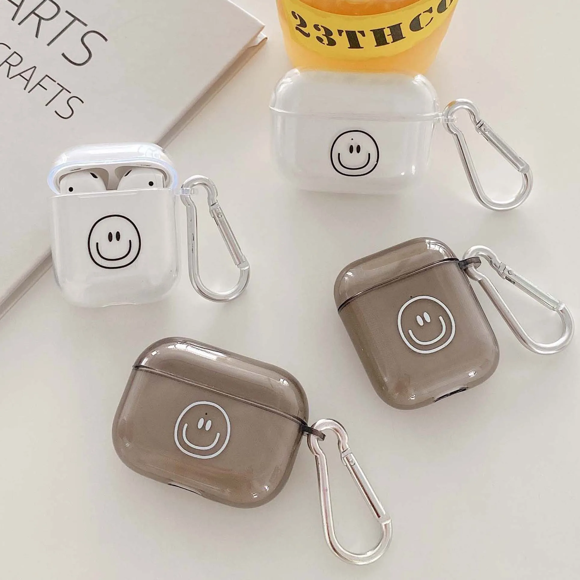 

Couple round face smiley cartoon cute smile silicone soft earphone box for apple airpod pro 3 earphone case for airpods 1 2 capa