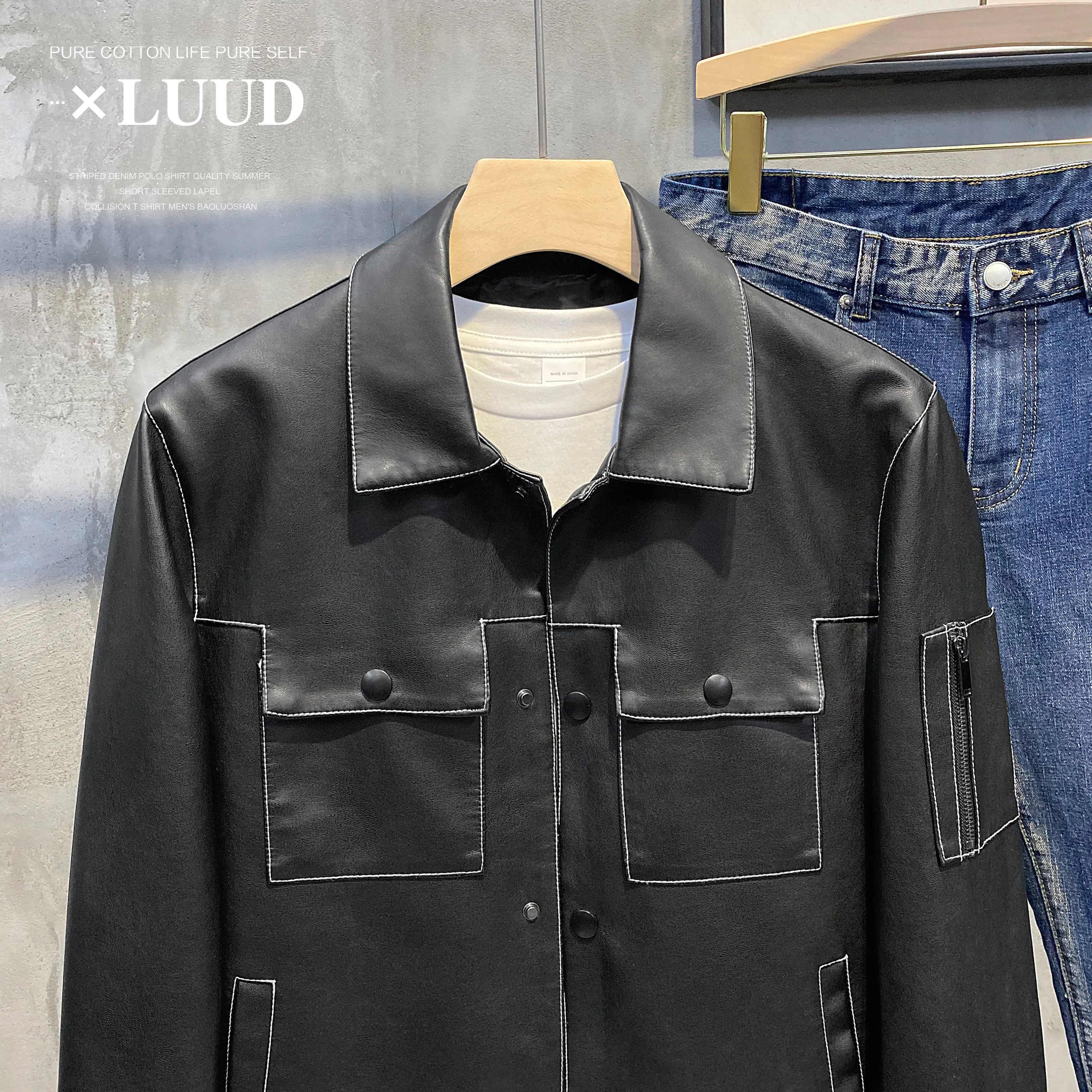 Luud 2023 красивая и стильная куртка мужская верхняя одежда корейская мотоциклетная