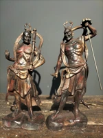 14 tibetan temple collection old bronze cinnabar mud gold humph second general door god general a pair ornament town house