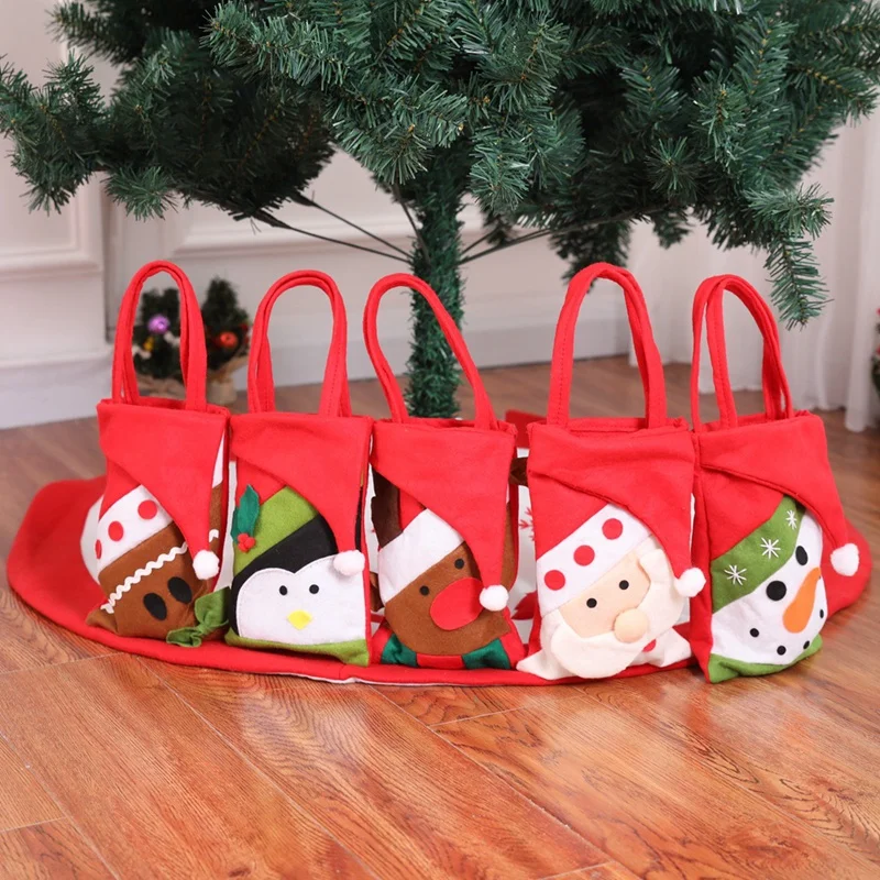 

Мешки для конфет с ручкой, рождественские упаковочные мешки для подарков на Рождество, Детская сумка, Рождественское украшение, простой в использовании 33X11 см