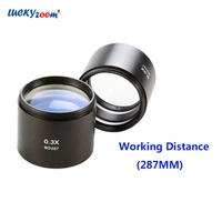 metal stereo microscope 0 3x objective len working distance 287mm optical glass zoom microscopio barlow len 48mm mount