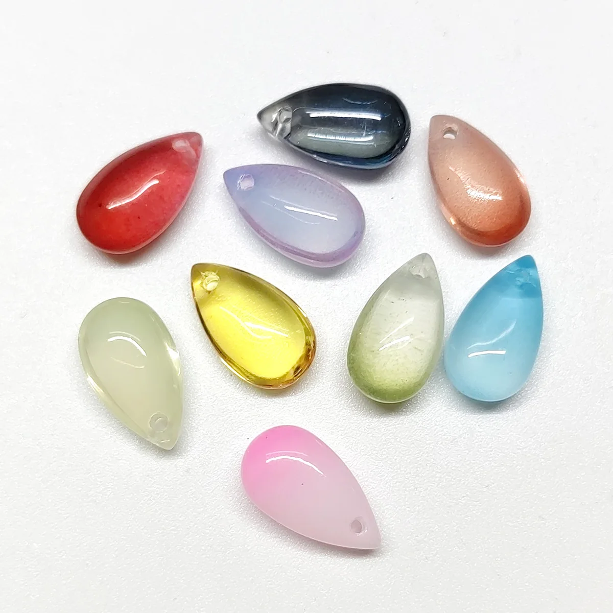 

10pcs 15x8mm Teardrop Aqua Colors Crystal Glass Top Drilled Loose Pendants Beads for Jewelry Making DIY Earring Findings