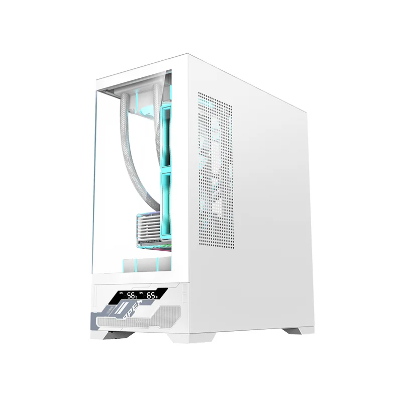 Корпус для настольного компьютера Wanjia QianXi ATX с цифровым дисплеем, без колонн, с панорамным видом, акриловый, Full Tower, с поддержкой 360-мм водяного охлаждения (art.: 3920db472e2a5) - 3920db472e2a5