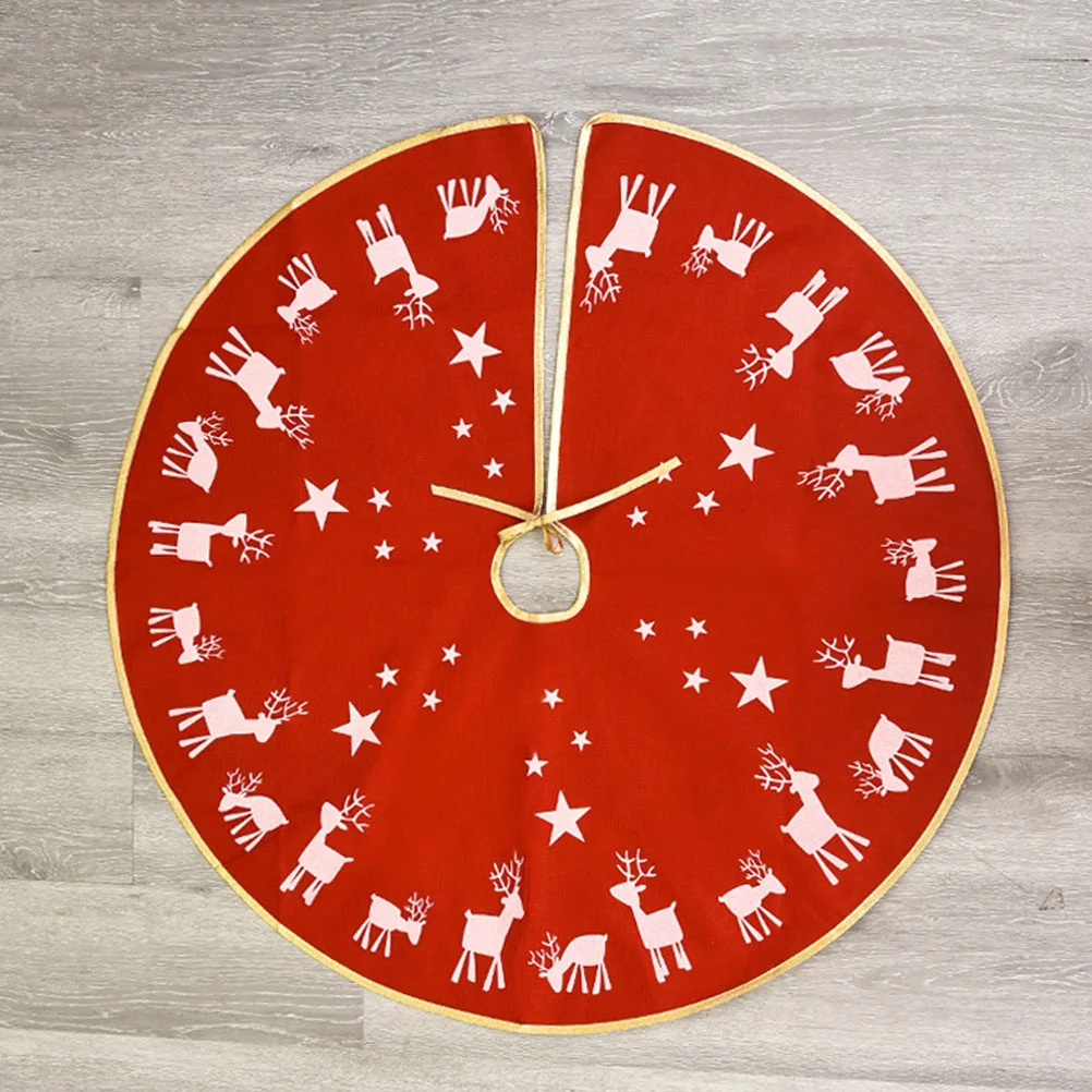 

1PC Linen Cloth Xmas Tree Skirt Christmas Tree Decor Scene Layout Prop (Red)