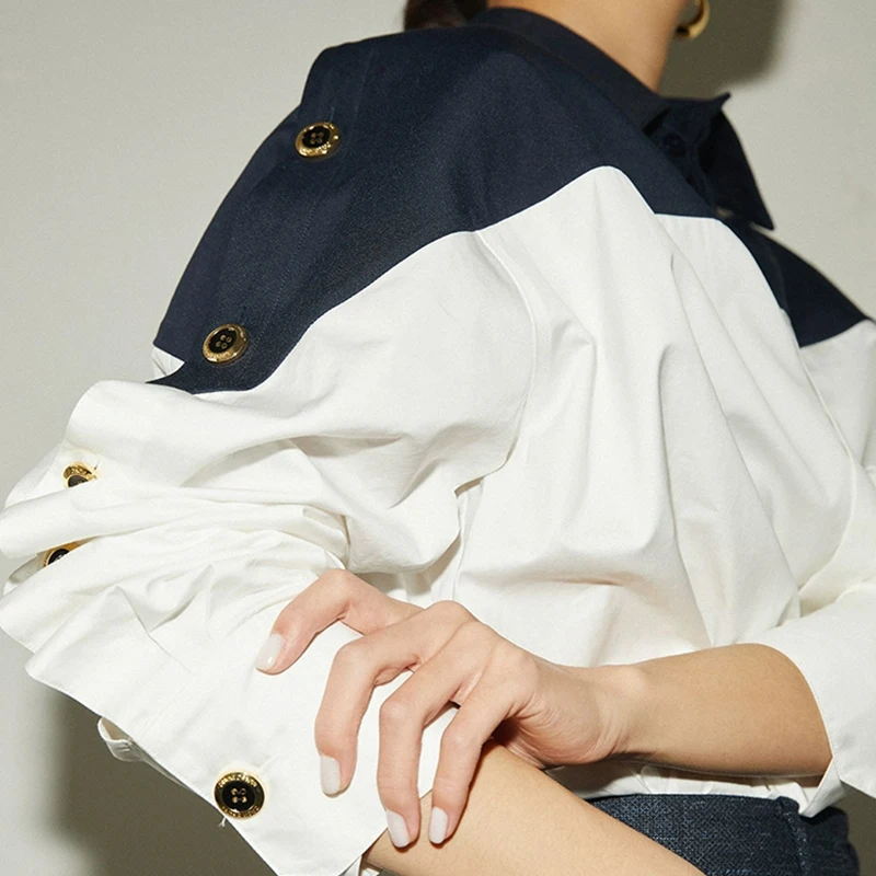 Блузка женская Лоскутная с длинным рукавом