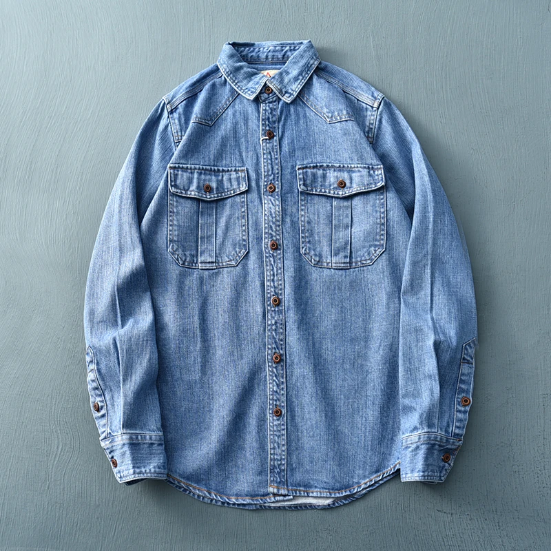 Мужские джинсовые топы Idopy с длинным рукавом лоскутные байкерские карманы модные