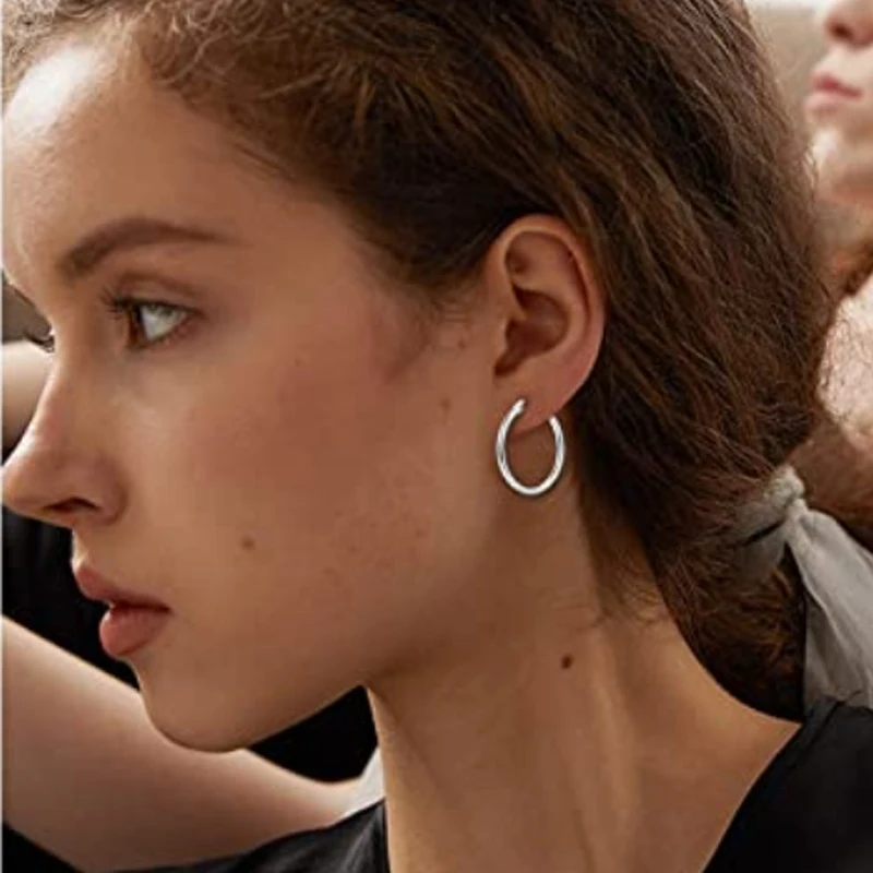 14 Pcs Men's Clip-on Earrings Stainless Steel Fake Cross Pendant Earrings Silver Clip-on Fake Earrings Set images - 6