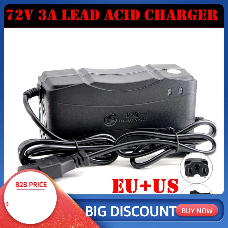 

72V 20AH Smart Charger Rechargeable Lead Acid Battery Power Charging Adapter For Electric Vehicle Bike Scooter DC 89V 2.8A EU US