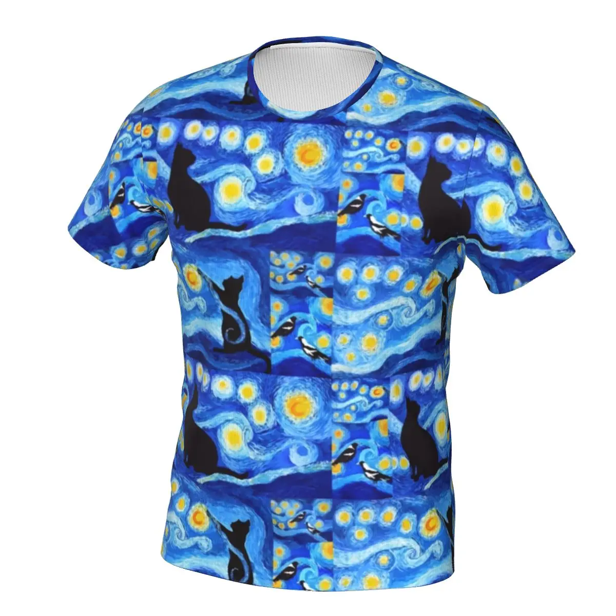 

Футболка с принтом черной кошки, футболки в стиле ретро с абстрактными кошками, Мужская потрясающая футболка, летняя одежда с коротким рука...