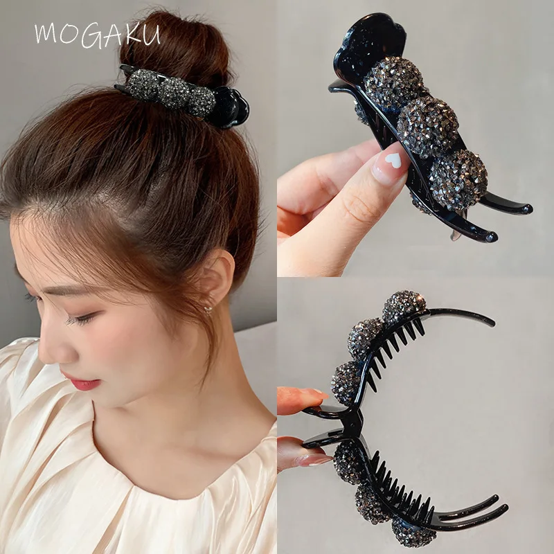 

MOGAKU Korean Fashion Hair Claws 2022 New Style Round Crystal Hair Combs Women Pearl Rhinestones Clamps Headwear Jewelry Girls