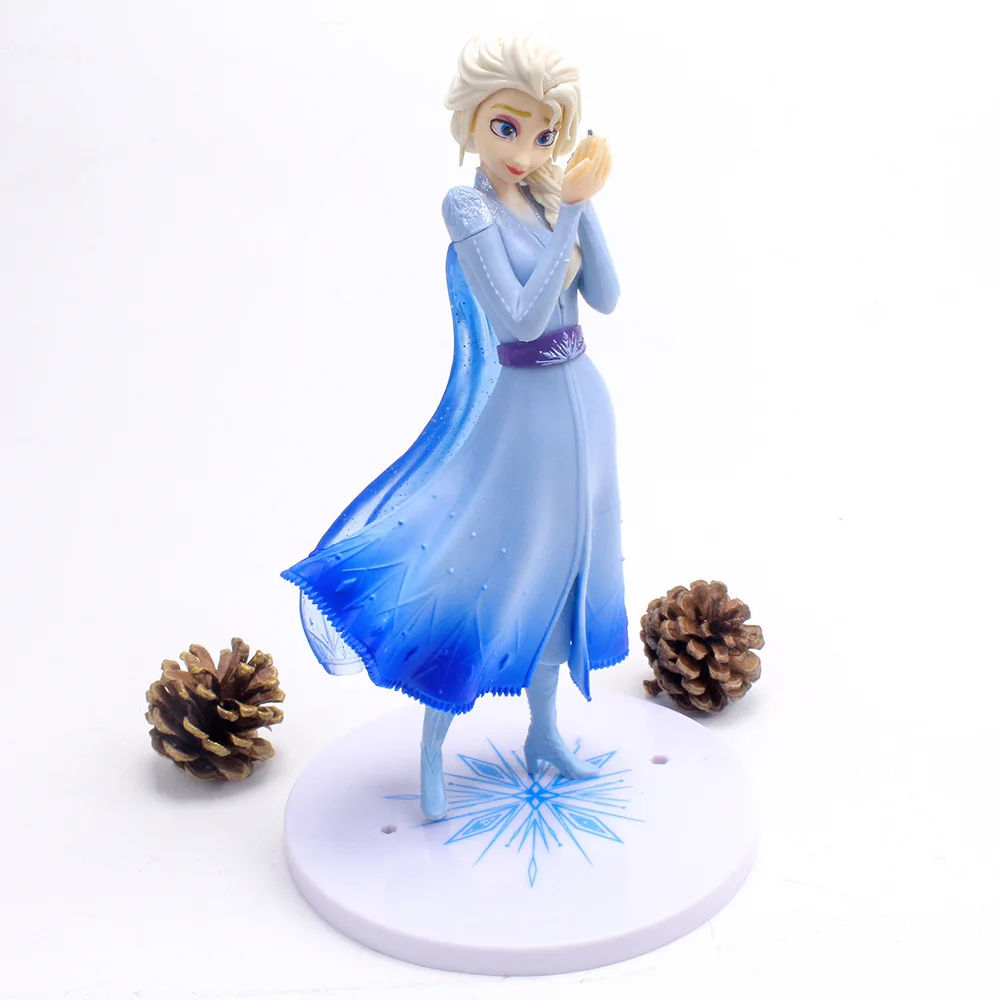 21cm Disney Frozen Snow Queen Elsa Princess Holding Fire Dragon In Hand PVC Action Figure Anime Doll Toys Chrismas Gift For Kid