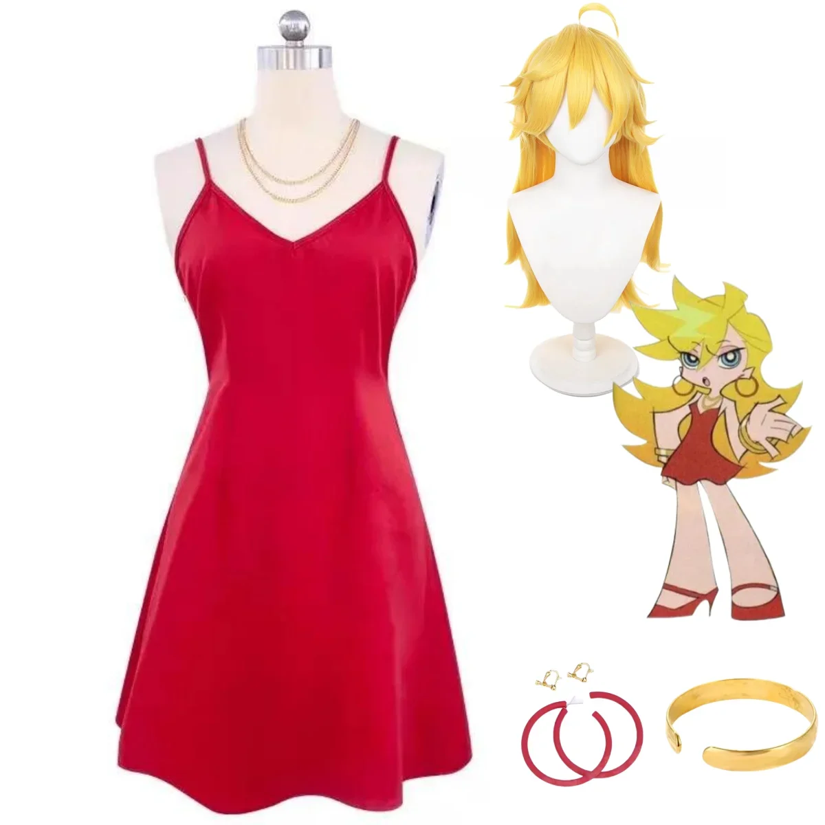 Аниме-Трусики &amp чулки с поясом для чулок · анархия косплей костюм парик красная