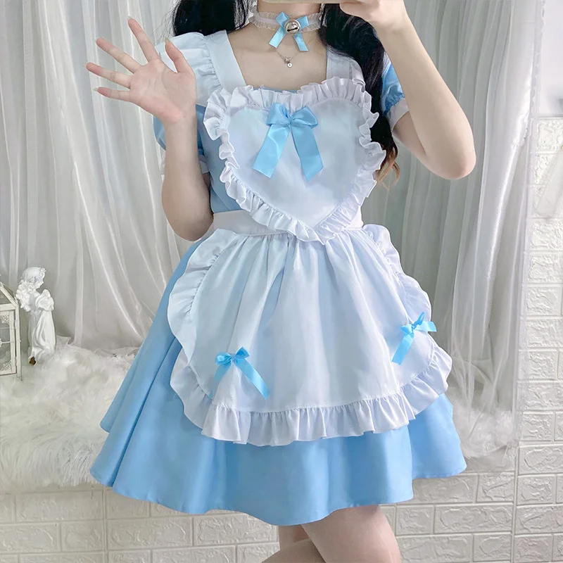 Купи HAYA Blue Lolita Cosplay Maid Dress Japanese Alice Soft Girl Lolita Cosplay Costume Maid Dress Women's Dress New Japan за 1,722 рублей в магазине AliExpress