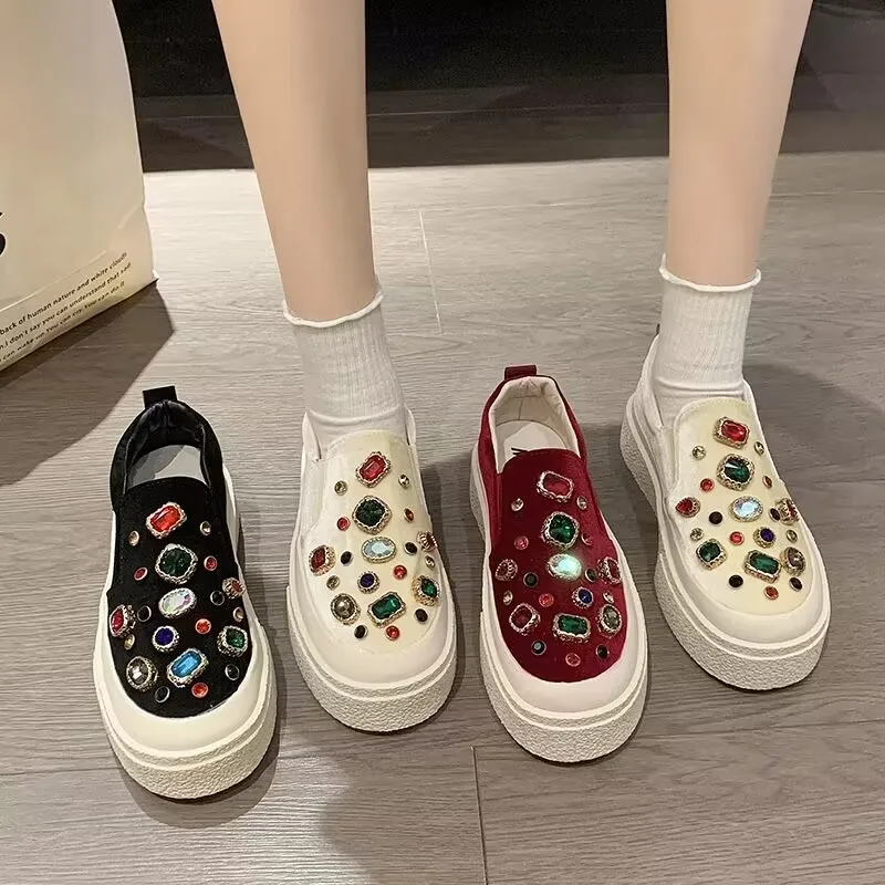 

Холщовые туфли ручной работы с низким верхом, яркие женские ботинки с внутренней толстой подошвой, для отдыха и спорта, большие размеры 35-40