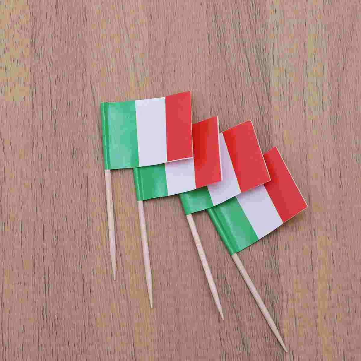 

100 Pcs Cool Cake Toppers Food Signs Cupcake Decorations Party Italian Flag Dessert