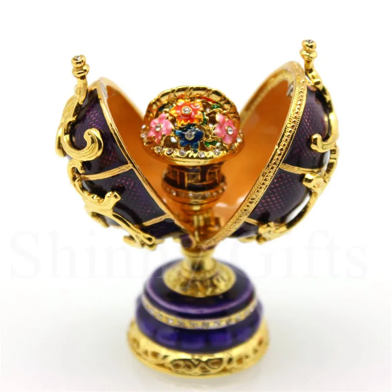 

1Pcs Alloy Enamel Pearl Treasure Box Easter Egg Jewelry Storage Box Fashion Home Decoration Wedding Gifts Egg Jewelry Box