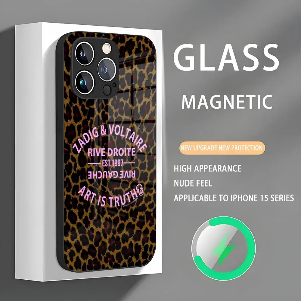 Чехол для телефона Zadigs V-Voltaires Iphone 16 Pro Max чехол 15 14 13 12 11 X XR XS XSMAX 8 Plus Mini стеклянный