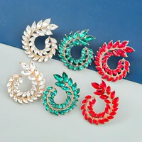 new trend rhinestone geometric leaf earrings for women cute trendy stud earrings banquet wedding jewelry accessories