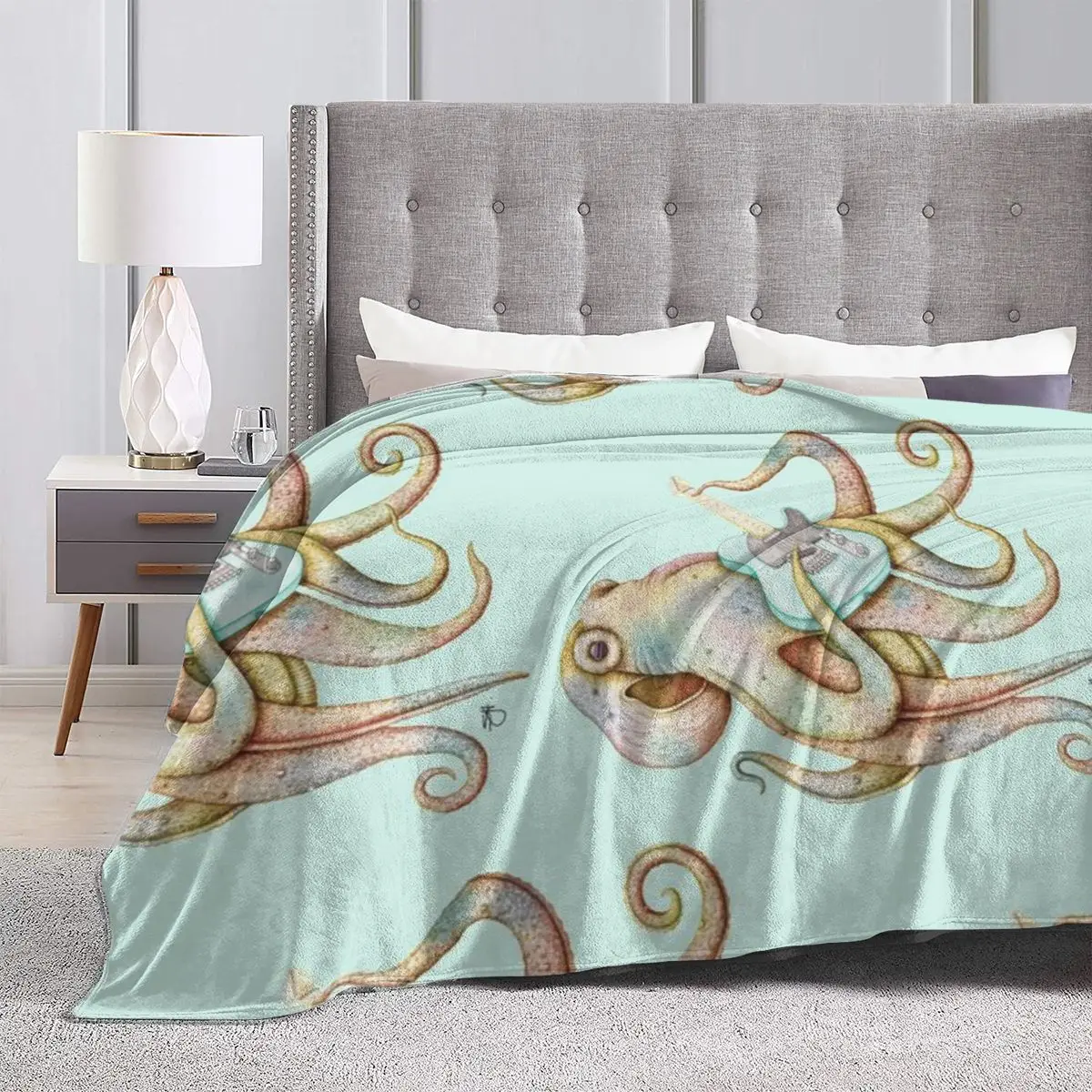 POLAH - Осьминог The Axe Wielding (на аква) Ультрамягкое одеяло из микрофлиса