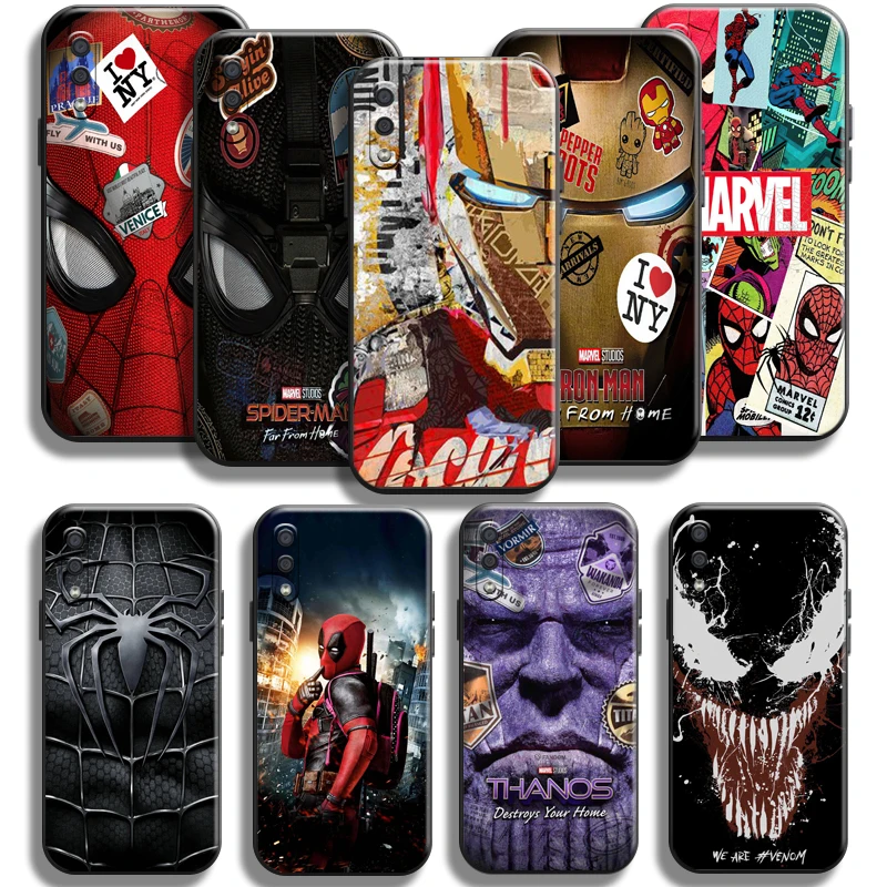 

Spiderman Iron Man Venom Phone Case For Samsung Galaxy A01 A01 Core Shockproof Back Liquid Silicon Black TPU Cases Shell Funda