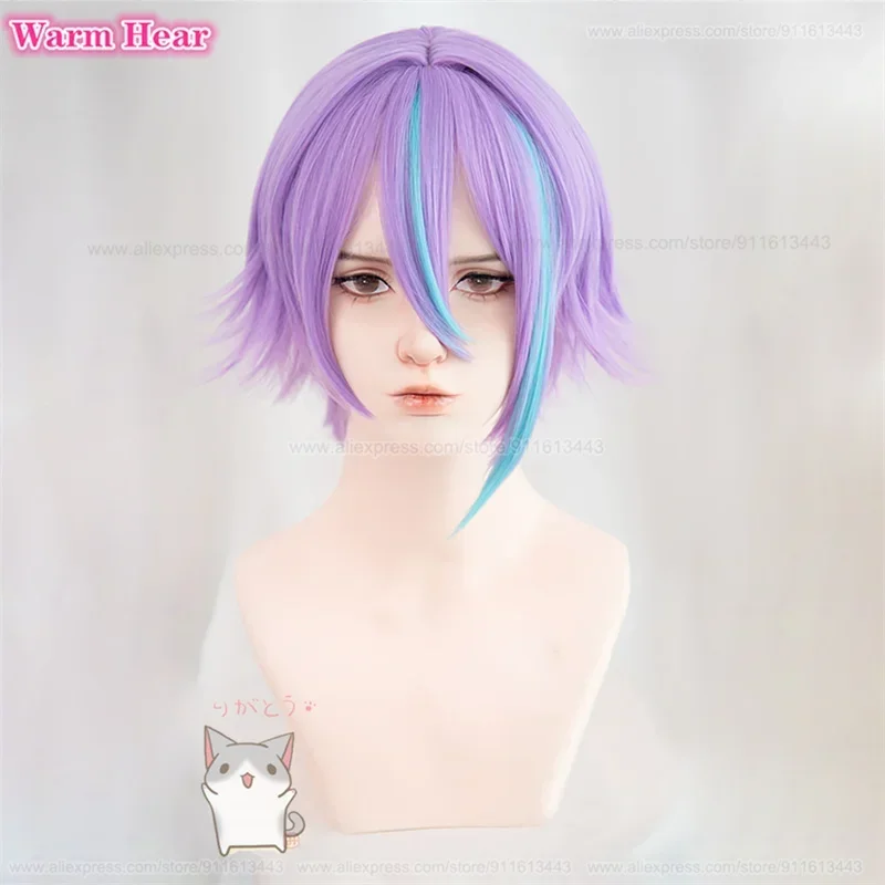 SUA31 Kamishiro Rui Аниме Косплей Короткий Фиолетовый Выделите Синий Парик Из