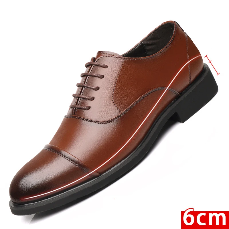 

2022 New Men Business Formal Shoes Height Taller Men's Wedding Shoes Three Joint Mens Casual Leather Wear Inner Lifted