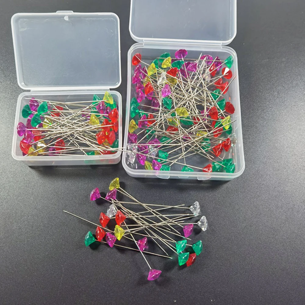 Красочные блестящие алмазные булавки для шитья прозрачные с картой и цветами