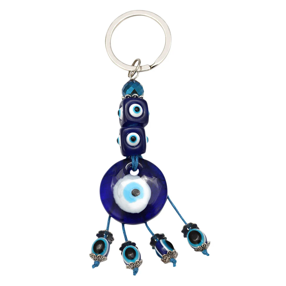 

Eye Evil Key Car Keychain Charm Hanging Wall Pendant Decor Amulet Ring Ornament Blue Purse Chain Turkish Lucky Luck Religious