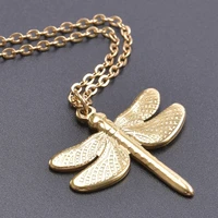 cute animal dragonfly pendant necklace stainless steel necklaces for women men accessories personality jewelry chain neck collar