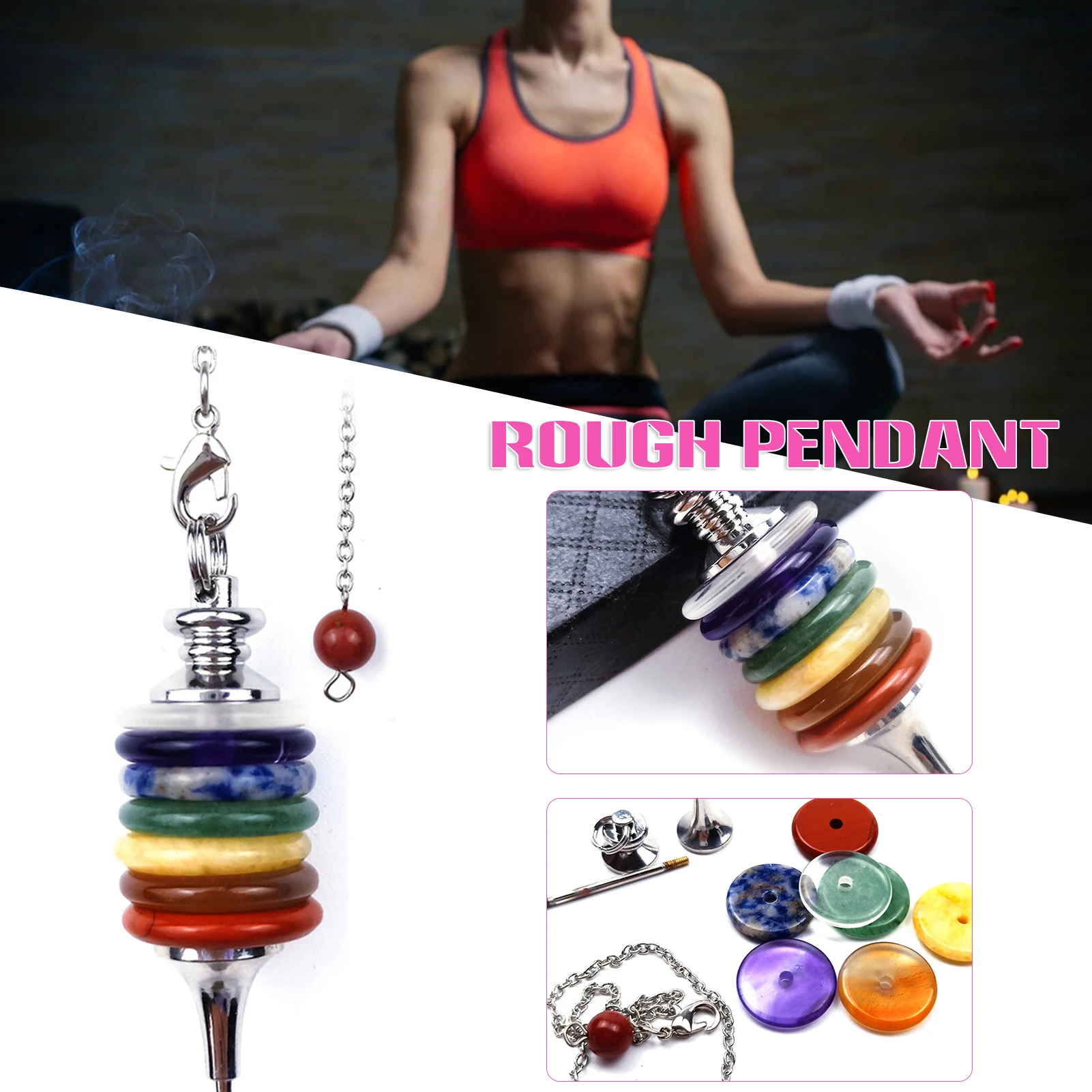 

7 Chakra Natural Stone Hanging Ornament Car Window Pendant Birthday Gift AUG889