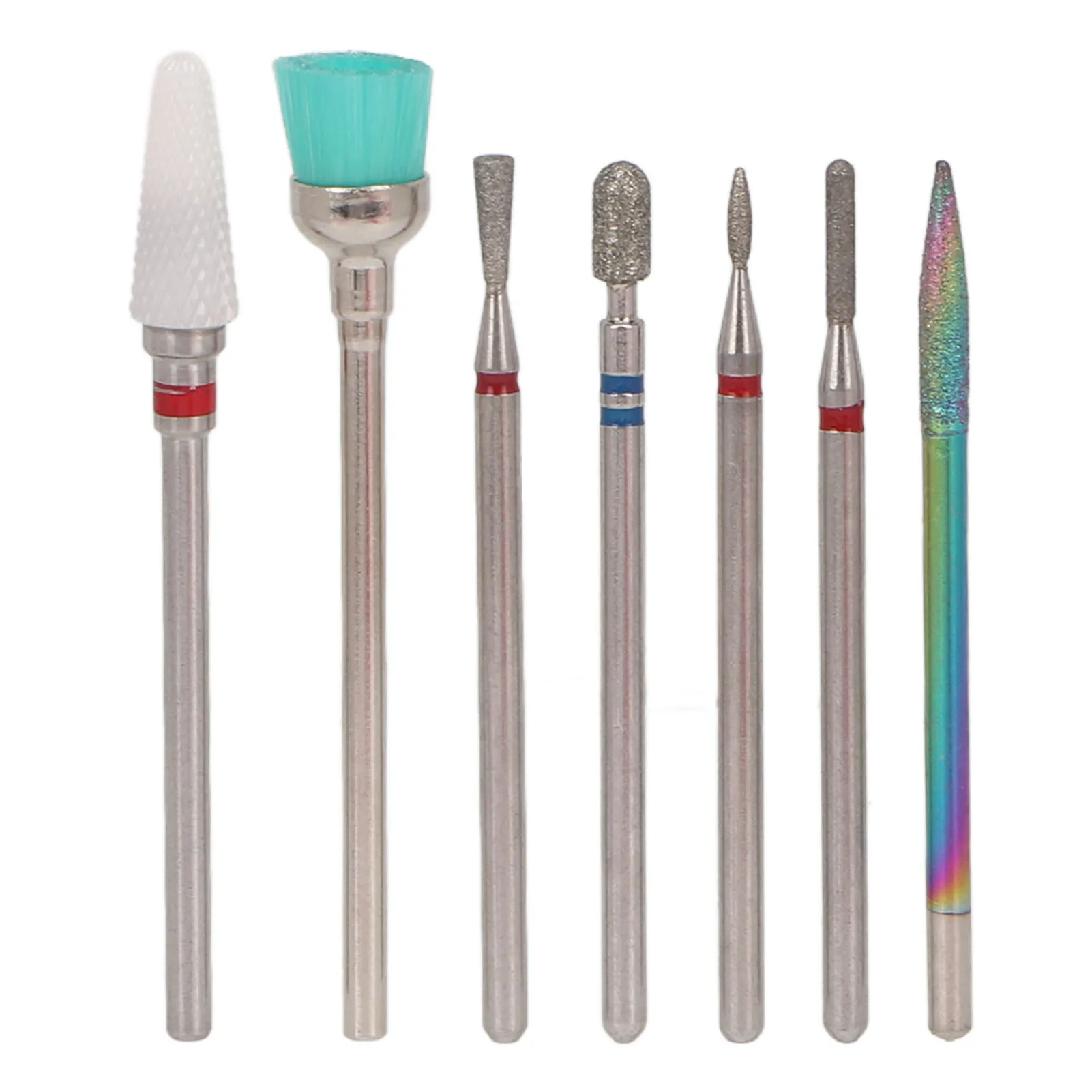 

7pcs Ceramic Nail Drill Bit Rotatable Polishing Shaping Portable Cuticle Remover Bits for Nail Salon Home